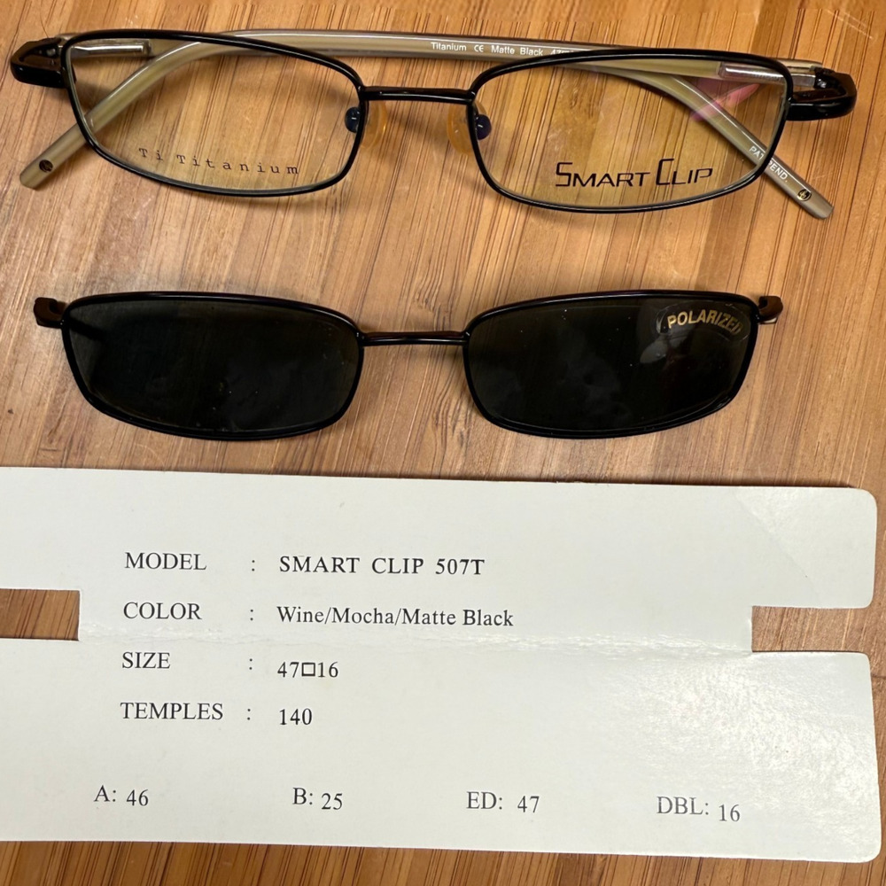 ELITE Eyewear Smart Clip 507T Titanium 47-16-140 Eye Sunglasses Coffee Black